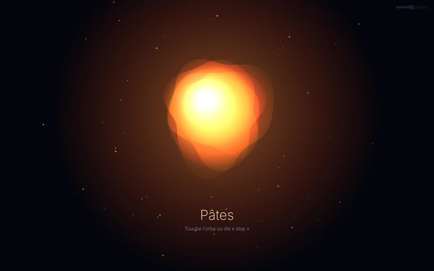 L'orbe orange pendant la sonnerie d'un minuteur « Pâtes ».